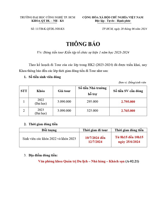Thông báo đóng tiền tour Kiến tập tổ chức sự kiện 1 HK2 2023-2024 3