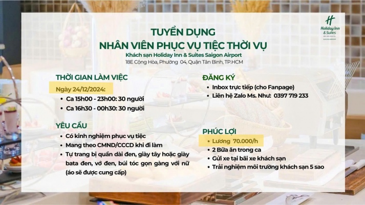 Cơ hội làm việc tại Khách sạn Holiday Inn & Suites Saigon Airport 2