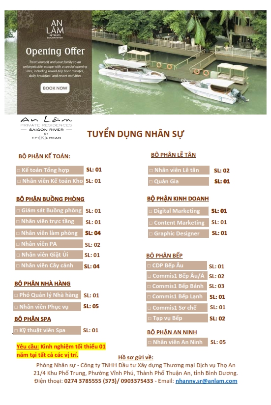 An Lam Retreat Binh Duong thông báo tuyển dụng 2
