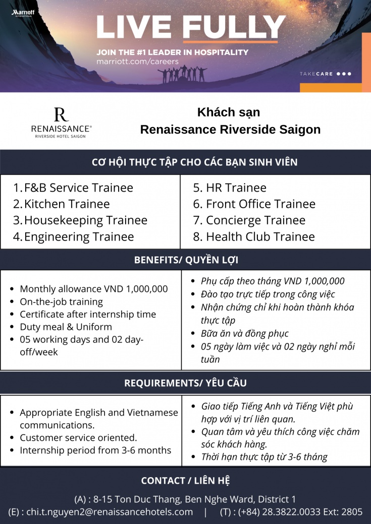 Thông tin tuyển dụng của Khách sạn Renaissance Riverside Saigon 3