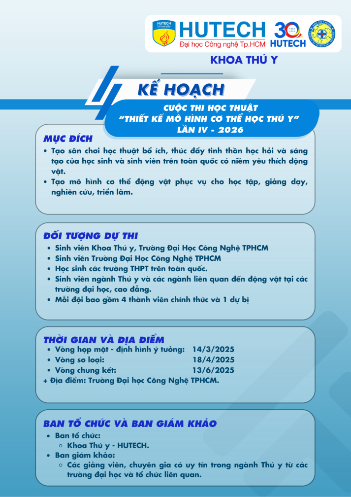 Cuộc thi “Thiết kế mô hình cơ thể học Thú y” lần IV – 2026 chính thức trở lại: Khoa học chuẩn chỉnh, sáng tạo bùng nổ, sân chơi rộng mở cho người yêu động vật 26