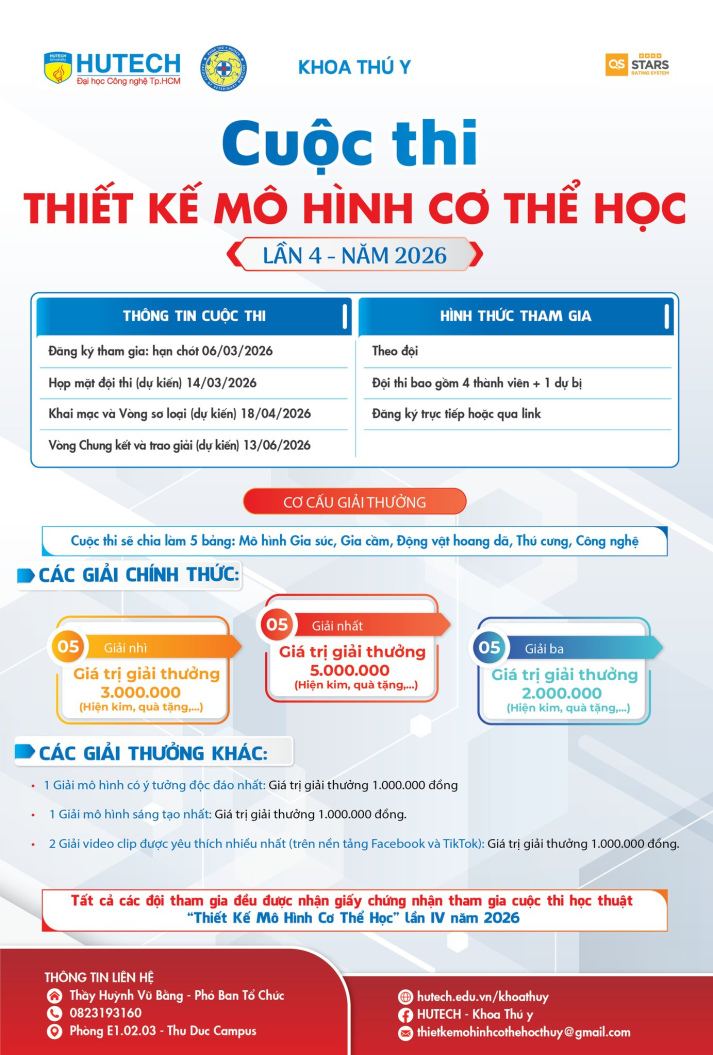 Cuộc thi “Thiết kế mô hình cơ thể học Thú y” lần IV – 2026 chính thức trở lại: Khoa học chuẩn chỉnh, sáng tạo bùng nổ, sân chơi rộng mở cho người yêu động vật 56
