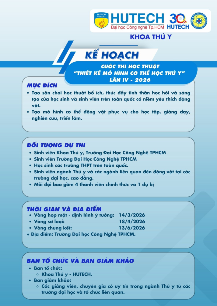 Cuộc thi “Thiết kế mô hình cơ thể học Thú y” lần IV – 2026 chính thức trở lại: Khoa học chuẩn chỉnh, sáng tạo bùng nổ, sân chơi rộng mở cho người yêu động vật 26