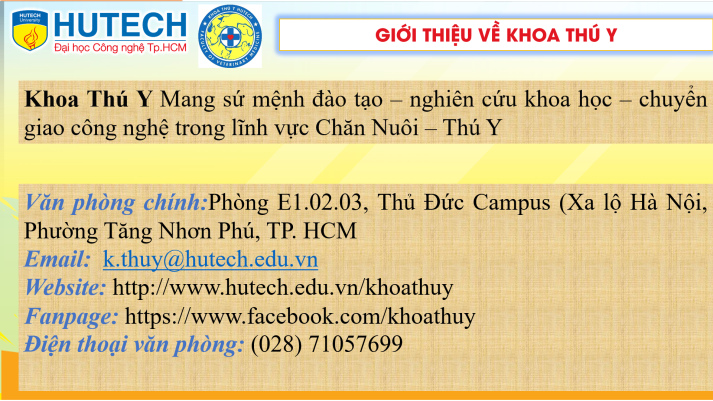 GIỚI THIỆU KHOA THÚ Y - TRƯỜNG ĐẠI HỌC CÔNG NGHỆ TPHCM 6