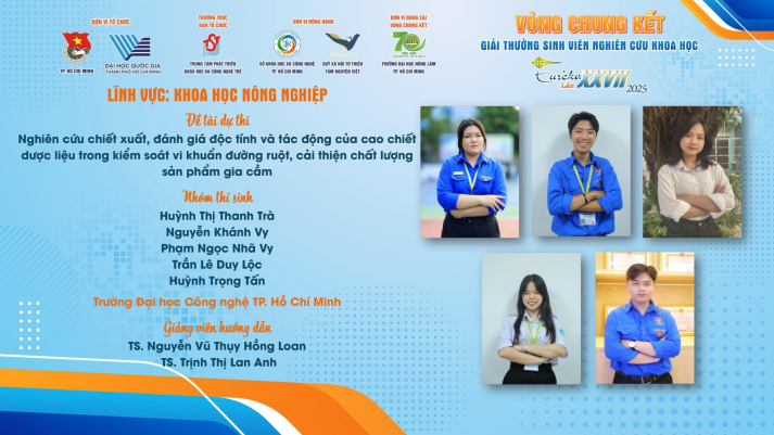 Sinh viên Khoa Thú y đạt giải Khuyến Khích lĩnh vực Khoa Học Nông Nghiệp tại Giải thưởng Sinh viên Nghiên cứu Khoa Học Eureka lần thứ XXVII - 2025 7