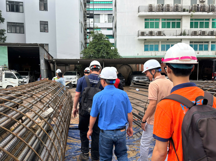 SINH VIÊN KHOA XÂY DỰNG THAM QUAN THỰC TẾ CÔNG TÁC KHOAN CỌC NHỒI THÍ NGHIỆM THỬ TĨNH TẠI CÔNG TRÌNH 197 ĐIỆN BIÊN PHỦ 10