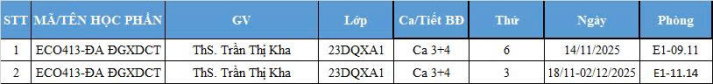 THÔNG BÁO - Lịch học Đồ án định giá công trình - ECO413 - HK1B 2025-2026 5