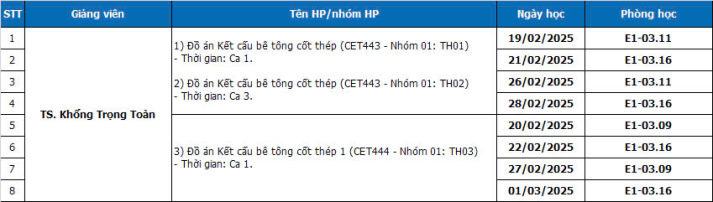 THÔNG BÁO - Lịch học Đồ án Kết cấu bê tông cốt thép, Đồ án Kết cấu bê tông cốt thép 1 - Thầy Toàn 2