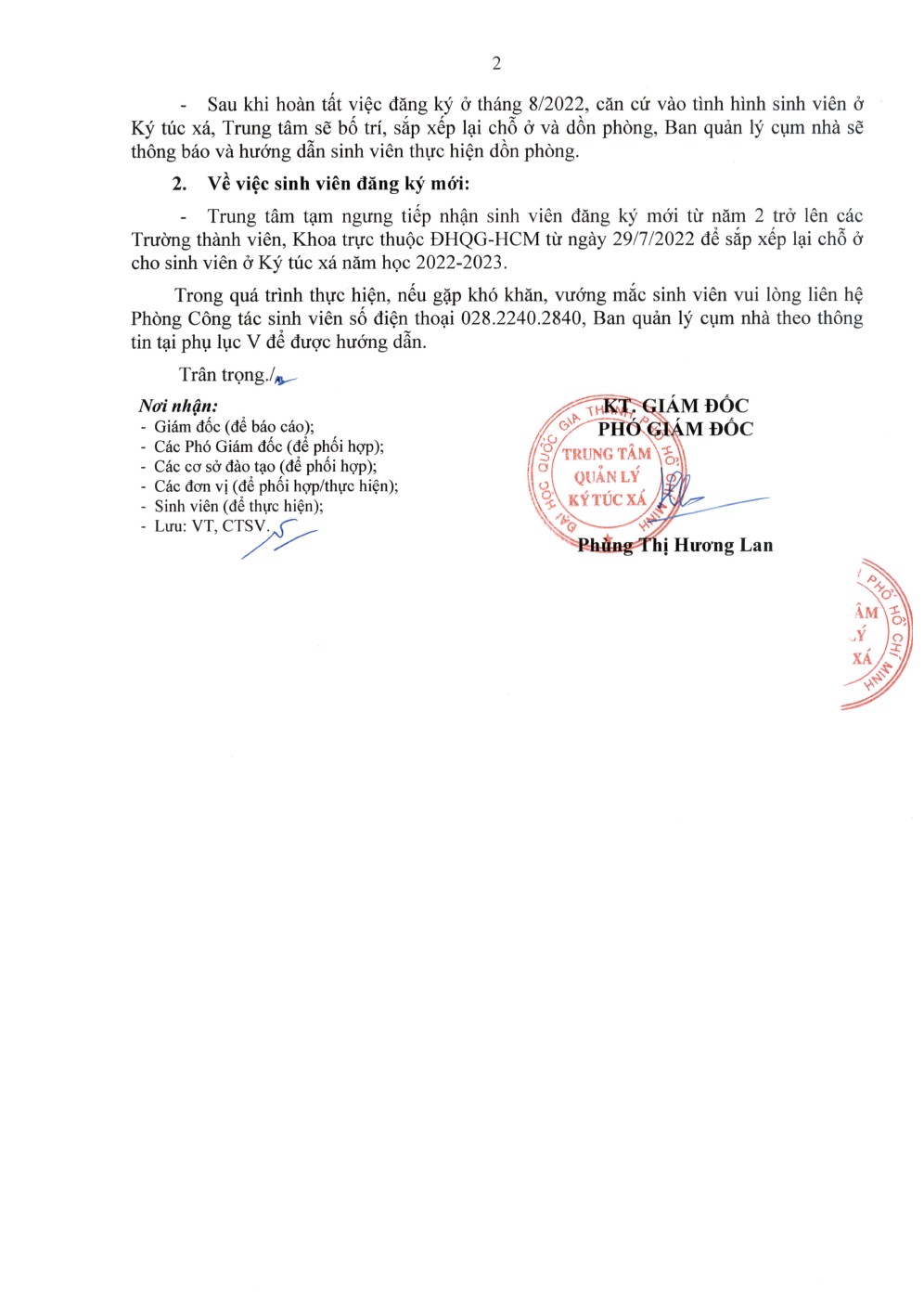 293/TB-TTQLKTX về việc đăng ký ở Ký túc xá Đại học Quốc Gia Tp. Hồ Chí Minh tháng 08/2022 4