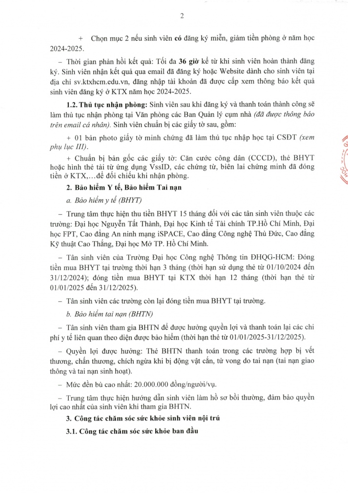 652/TB-TTQLKTX về việc tiếp nhận và sắp xếp cho Tân sinh viên đăng ký ở Ký túc xá ĐHQG-HCM năm học 2024-2025 3