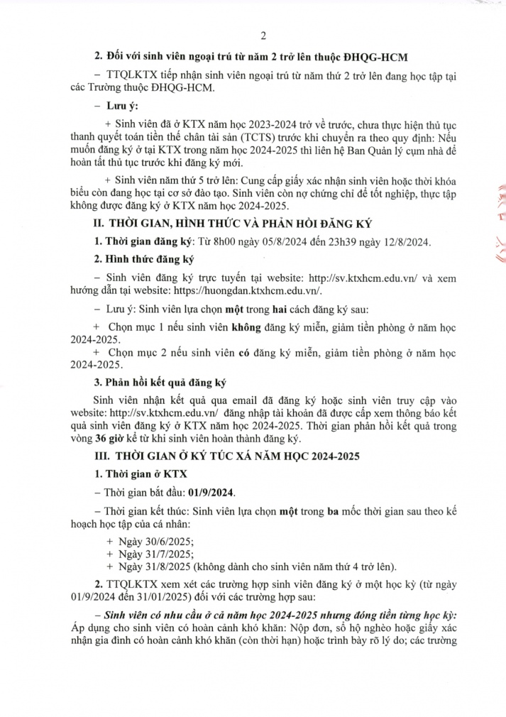 620/TB-TTQLKTX về việc đăng ký ở Ký túc xá đối với sinh viên đang nội trú và sinh viên ngoại trú từ năm 2 trở lên thuộc ĐHQG-HCM năm học 2024-2025 3