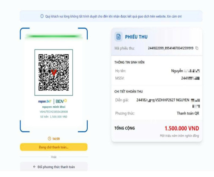 Hướng dẫn thanh toán học phí trực tuyến qua HUTECH Billing dành cho học viên 76