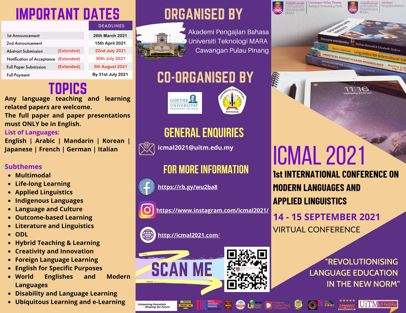 ICMAL 2021: 1st International Conference on Modern Languages and Applied Linguistics 5