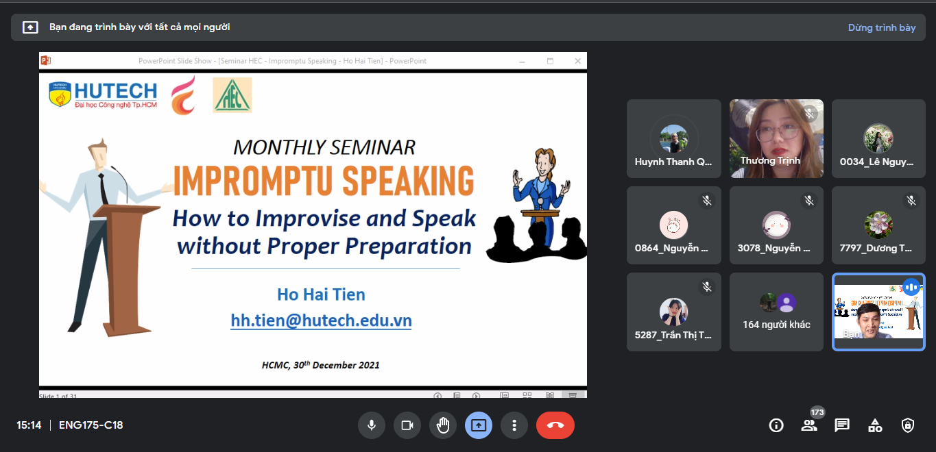 SEMINAR: IMPROMPTU SPEAKING – HOW TO IMPROVISE AND SPEAK WITHOUT PROPER PREPARATION 6