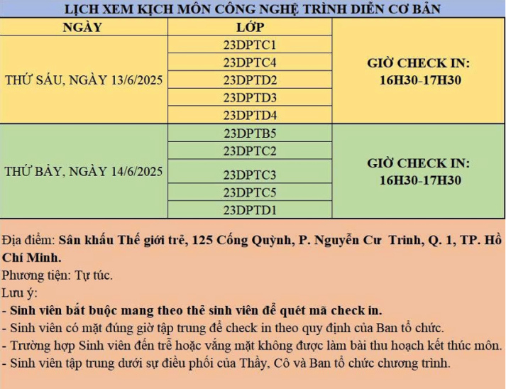LỊCH XEM KỊCH MÔN CÔNG NGHỆ TRÌNH DIỄN CƠ BẢN HK2 24-25 46