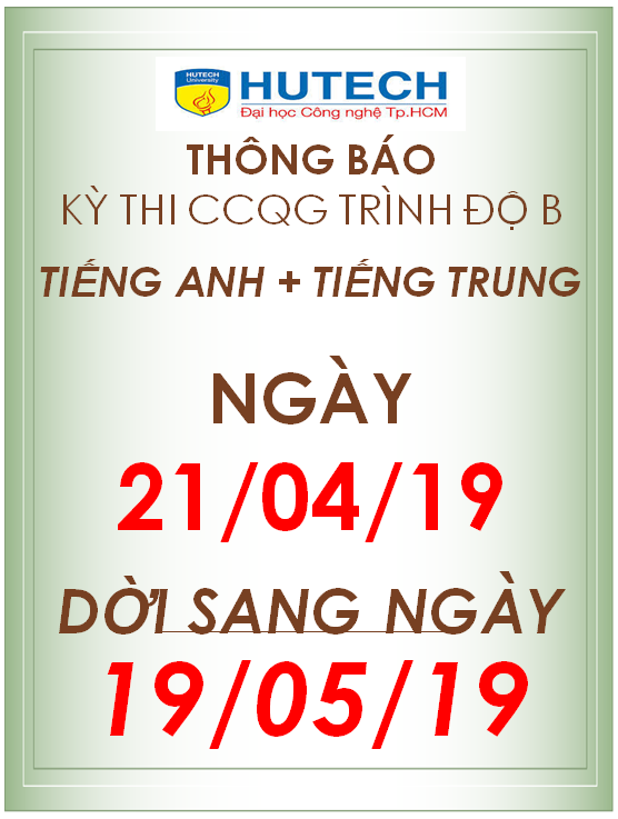 Viện Đào tạo Nghề nghiệp thông báo chuyển kỳ thi CCQG Trình độ B Tiếng Anh và Tiếng Trung sang ngày 19/05/2019: 16