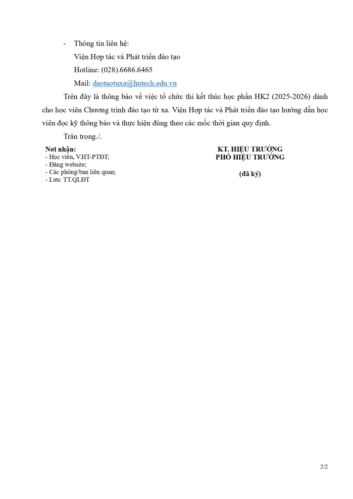 THÔNG BÁO LỊCH THI HỌC KỲ II_NĂM HỌC 2025-2026 (Dành cho học viên chương trình đào tạo từ xa_Trình độ đại học) 22
