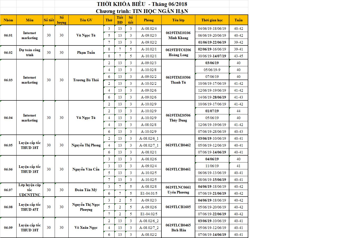 THỜI KHÓA BIỂU T06.2019 - KG từ 01/06 đến 09/06 2