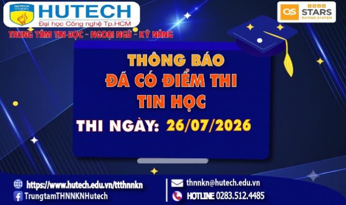 Thông báo đã có kết quả thi Tin học, thi ngày 26/07/2026. Thí sinh xem hướng dẫn để tra cứu 2