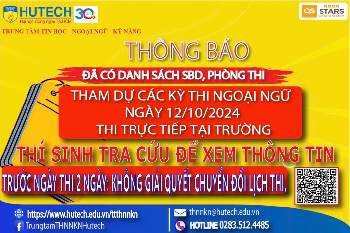 Đã có danh sách phòng thi, số bao danh Thi Ngoại ngữ, thi ngày 12/10/2024. Thi sinh tra cứu để biết thông tin 2