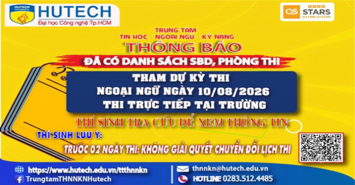 Đã có danh sách phòng thi, số bao danh Thi Ngoại ngữ, thi ngày10/08/2026. Thi sinh tra cứu để biết thông tin 2