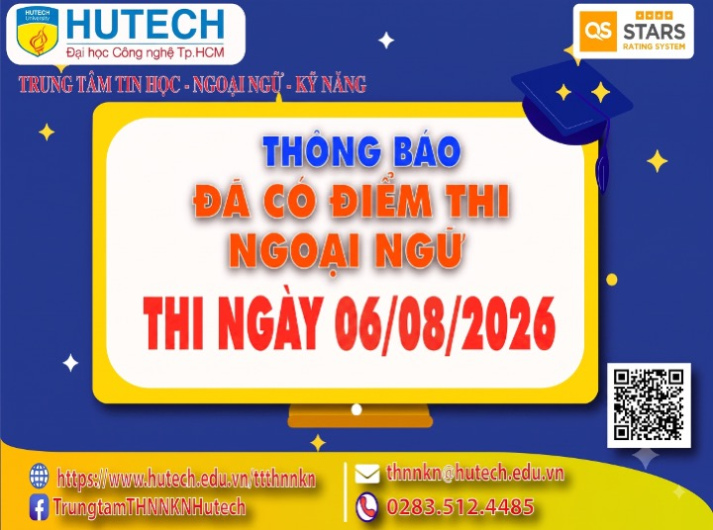 Thông báo đã có kết quả thi Ngoại ngữ, thi ngày 6/08/2026. Thí sinh tra cứu theo hướng dẫn 2