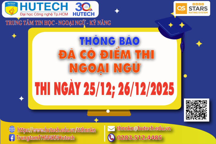 Thông báo đã có kết quả thi Ngoại ngữ, thi ngày 25/12/2025;26/12/2025. Thí sinh tra cứu theo hướng dẫn 2