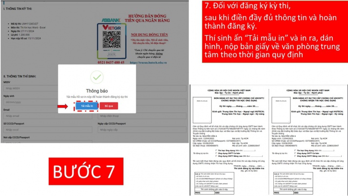 Hướng dẫn đăng ký các Khoá học - đăng ký tham dự các kỳ thi theo hình thức trực tuyến 10