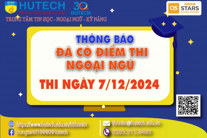 Thông báo đã có kết quả thi Ngoại ngữ, thi ngày 7/12/2024 2