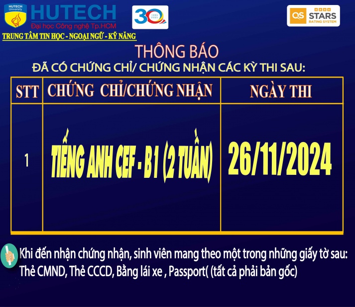 Thông báo đã có kết quả thi Ngoại ngữ, thi ngày 26/11/2024 2