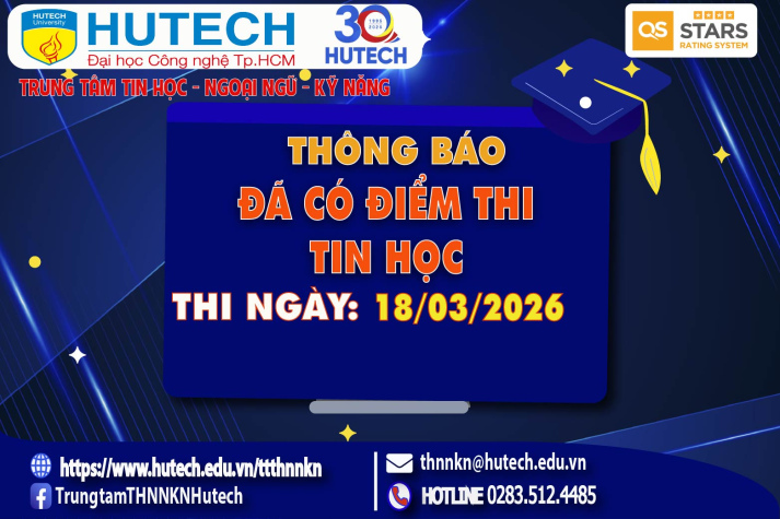 Thông báo đã có kết quả thi Tin học, thi ngày 18/03/2026. Thí sinh xem hướng dẫn để tra cứu 2
