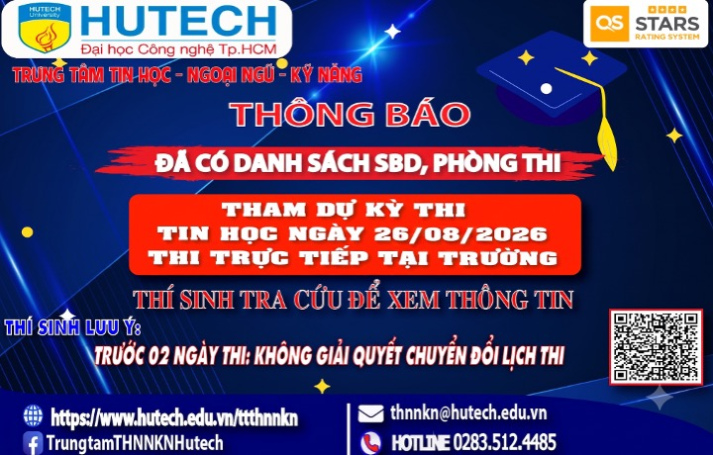 Đã có danh sách phòng thi, số bao danh Thi Tin học, thi ngày 26/08/2026. Thi sinh tra cứu để biết thông tin 2