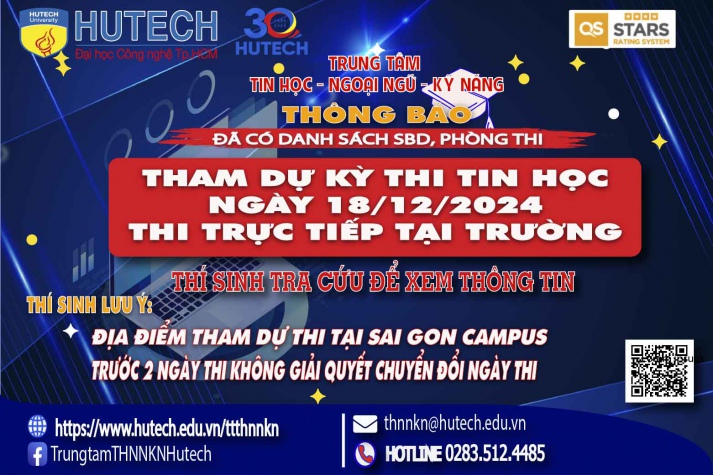 Đã có danh sách phòng thi, số bao danh thí sinh dự thi Tin học thi ngày 18/12/2024, thi sinh tra cứu để biết thông tin 2