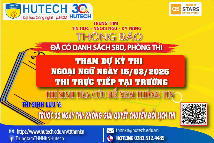 Đã có danh sách phòng thi, số bao danh Thi Ngoại ngữ, thi ngày 15/03/2025. Thi sinh tra cứu để biết thông tin 2