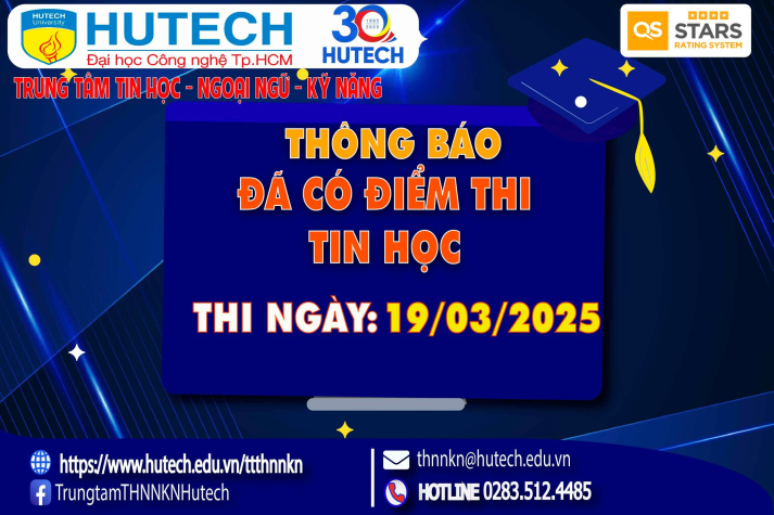 Thông báo đã có kết quả thi Tin học, thi ngày 19/03/2025.Thí sinh xem hướng dẫn để tra cứu 2