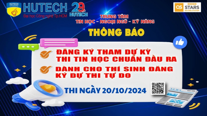 Thông báo đăng ký tham dự kỳ thi Tin học dành cho thí sinh TỰ DO ngày 20/102024 2