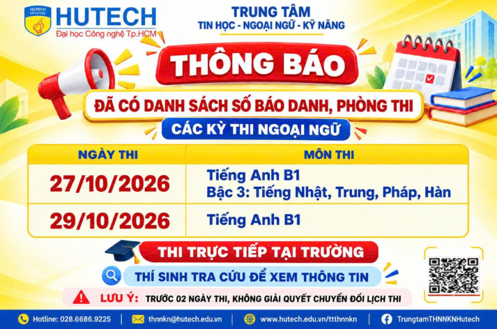 Đã có danh sách phòng thi, số bao danh Thi Ngoại ngữ, thi ngày 27/10&29/10/2026. Thi sinh tra cứu để biết thông tin 2