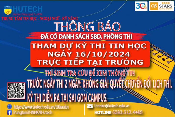 Đã có danh sách phòng thi, số bao danh thí sinh dự thi Tin học thi ngày 16/10/2024, thi sinh tra cứu để biết thông tin 2