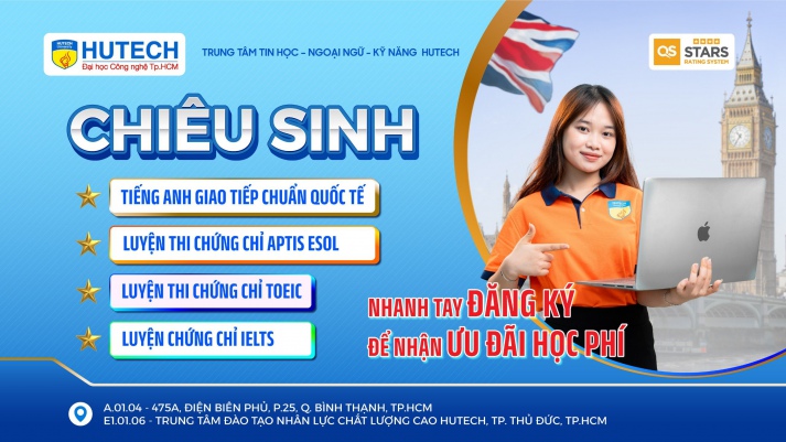 Thông báo chiêu sinh các Khoá học Tiếng Anh Giao tiếp chuẩn Quốc tế và luyên thi chứng chỉ Quốc tế TOEIC, IELTS, Aptis ESOL 2