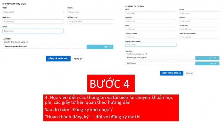 Hướng dẫn đăng ký các Khoá học - đăng ký tham dự các kỳ thi theo hình thức trực tuyến 7