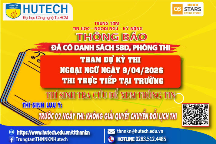 Đã có danh sách phòng thi, số bao danh Thi Ngoại ngữ, thi ngày 9/04/2026. Thi sinh tra cứu để biết thông tin 2