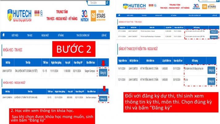 Hướng dẫn đăng ký các Khoá học - đăng ký tham dự các kỳ thi theo hình thức trực tuyến 5