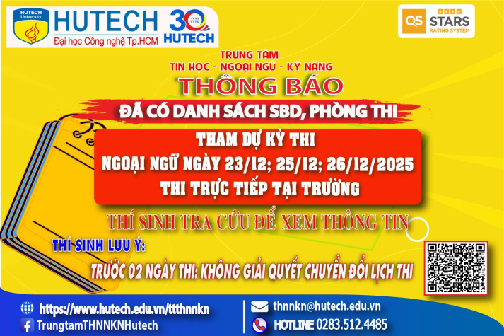 Đã có danh sách phòng thi, số bao danh Thi Ngoại ngữ, thi ngày 23;25;26/12/2025. Thi sinh tra cứu để biết thông tin 2