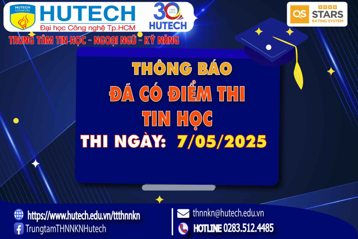 Thông báo đã có kết quả thi Tin học, thi ngày 7/05/2025.Thí sinh xem hướng dẫn để tra cứu 2