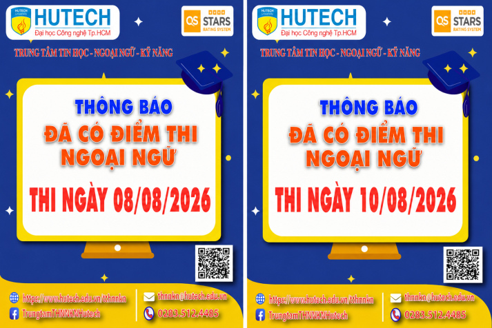 Thông báo đã có kết quả thi Ngoại ngữ, thi ngày 08/08 & 10/08/2026. Thí sinh tra cứu theo hướng dẫn 2