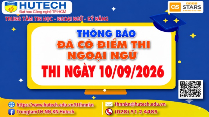 Thông báo đã có kết quả thi Ngoại ngữ, thi ngày 10/09/2026. Thí sinh tra cứu theo hướng dẫn 2