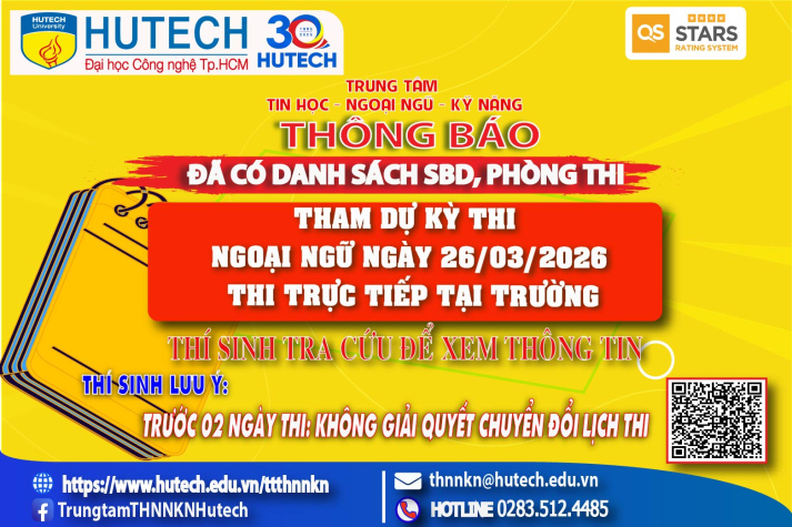 Đã có danh sách phòng thi, số bao danh Thi Ngoại ngữ, thi ngày 26/03/2026. Thi sinh tra cứu để biết thông tin 2
