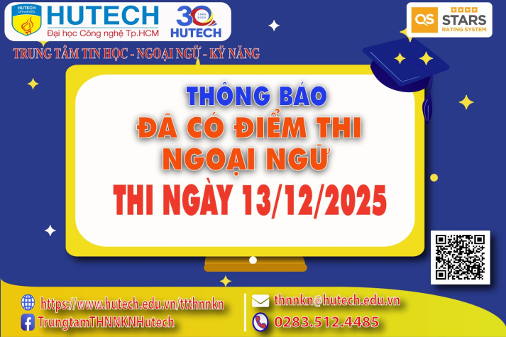 Thông báo đã có kết quả thi Ngoại ngữ, thi ngày 13/12/2025. Thí sinh tra cứu theo hướng dẫn 2