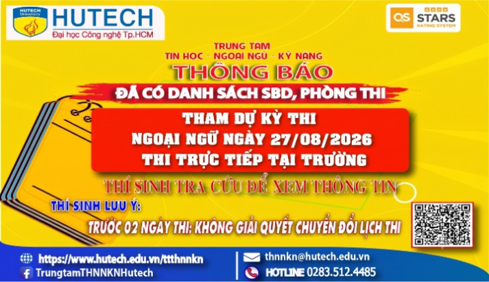 Đã có danh sách phòng thi, số bao danh Thi Ngoại ngữ, thi ngày 25/08 & 27/082026. Thi sinh tra cứu để biết thông tin 3