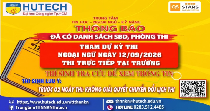 Đã có danh sách phòng thi, số bao danh Thi Ngoại ngữ, thi ngày 12/09/2026. Thi sinh tra cứu để biết thông tin 2